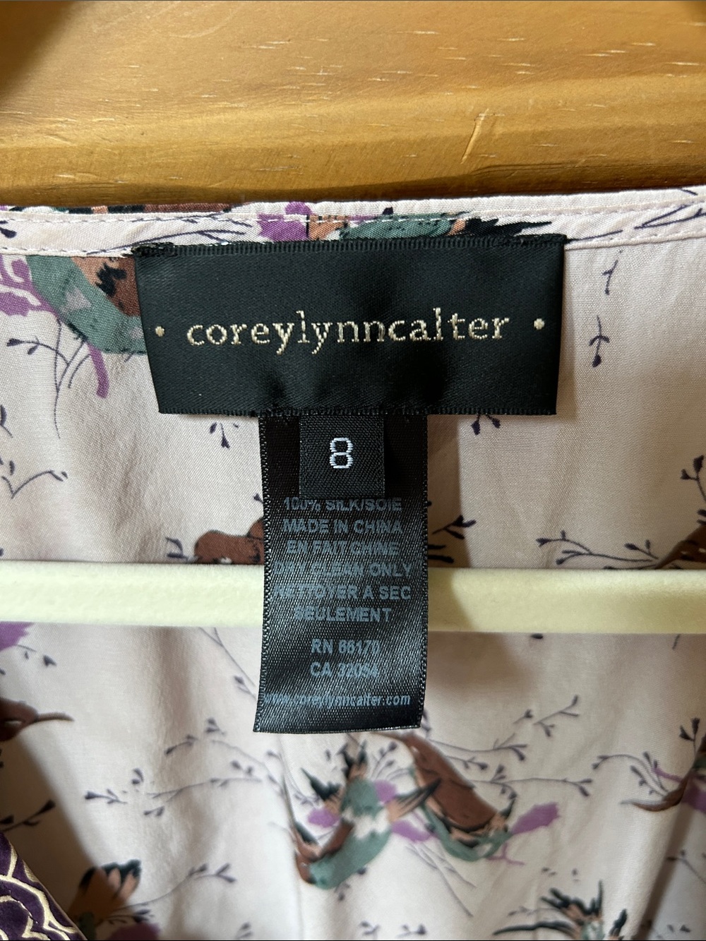Corey Lynn Calter Thrush Song Silk Top Whimsical Bird Print Elasticized Waist - Picture 2 of 8